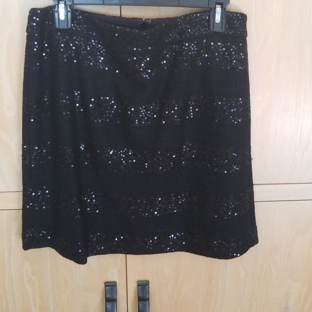 LOFT Black SEQUIN wool skirt